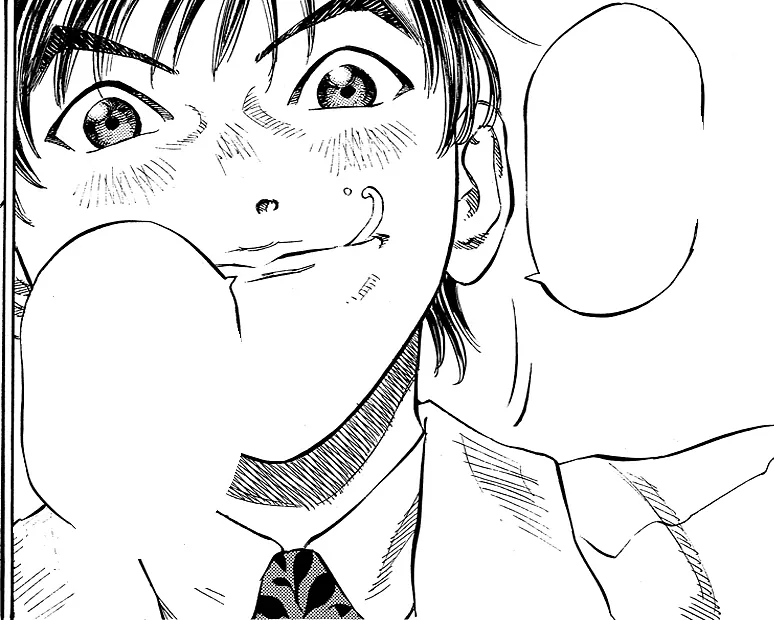 Manga panel: a young doctor staring in shock.